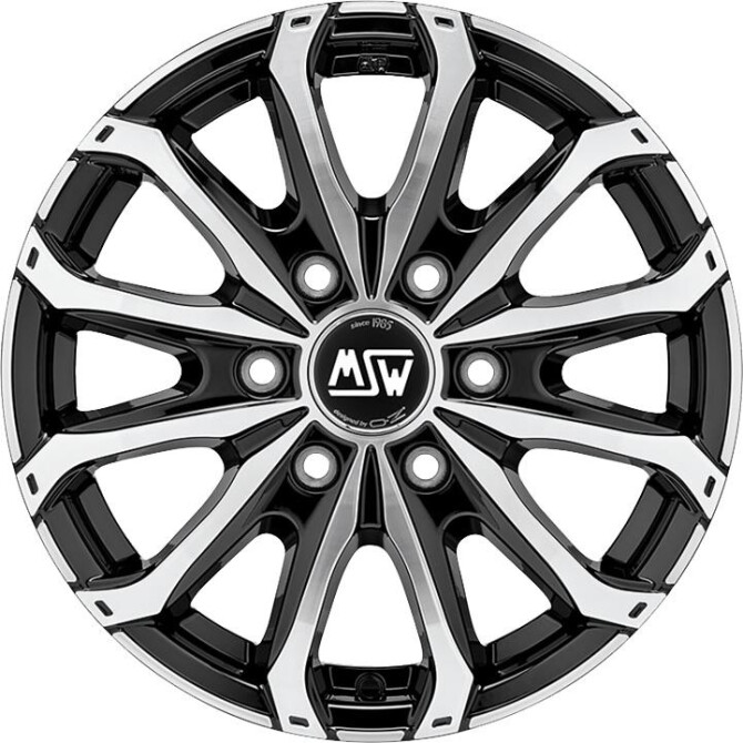 MSW 48 Van 6 Holes Gloss Black Full Polished 6,5x16 6x130 ET62 CB84,1 R14 1350 kg